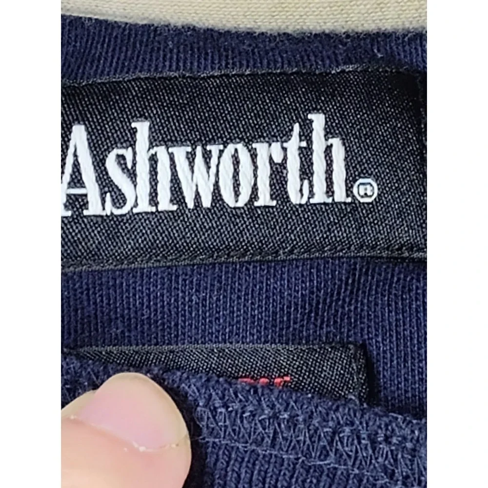 Ashworth Mens XL Blue Sweater The Auld Course Scotland Cotton Pullover Golf